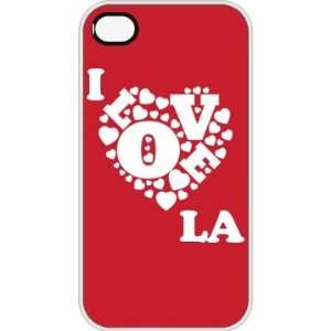  I Love Heart La Custom Plastic iPhone 4 & 4S Case White 