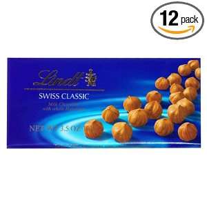 Lindt Swiss Classic Milk Chocolate with Whole Hazelnuts Bars, 3.5 