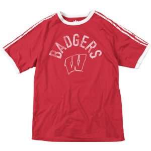   Badgers Vintage T Shirt adidas Retro 3 Stripe NCAA Raglan T Shirt