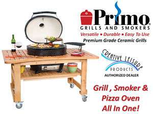   XL Charcoal Grill & Smoker With Teak Table & 2 Extended Cooking Racks