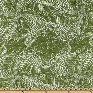  44 Wide Wintergraphix III Swirl Green Fabric By The Yard 