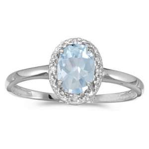  14k White Gold March Birthstone Oval Aquamarine And 