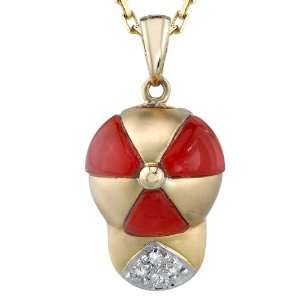   accented with deep red precious stone and 14K yellow gold Jewelry
