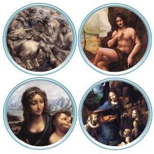   Set of 4 Round Coasters Art Leonardo Da Vinci Set 2