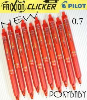 10 PILOT erasable FRIXION Clicker 0.7 roller pen RED  