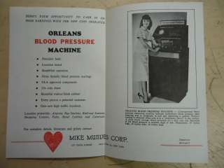 Original Mike Munves Blood Pressure Machine Arcade Game Flyer  