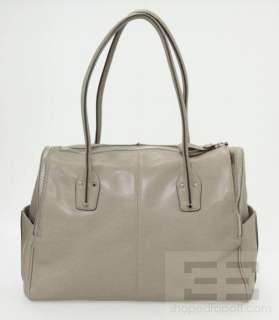 Makowsky Taupe Leather Multi Tone Zipper Seamed Handbag  