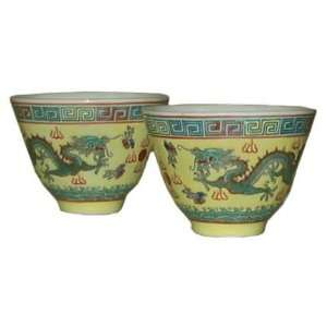   dragon tea cups (2)   chinese hand painted porcelain