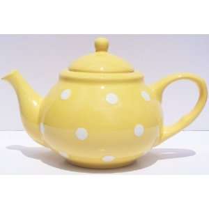  Teapot Large Yellow Polka Dot Chintz: Kitchen & Dining