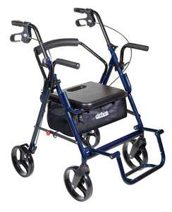 Rollator + Transport Chair by Drive Medical (2 in1 Rolling Walker 