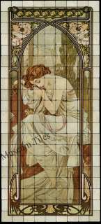 36x80 Art Nouveau Mucha La Nuit Art Tiles for Bath, Spa  