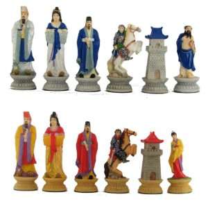  CLEARANCE: Oriental Hand Painted Polystone Chess Pieces 