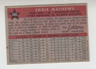 EDDIE MATHEWS #480 All Star Selection 3B 1958 Topps Nm  