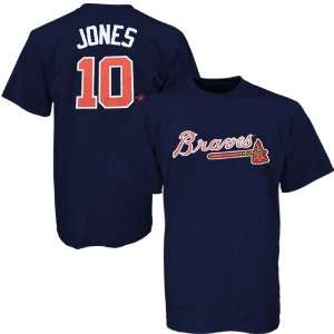   Braves #10 Chipper Jones Navy Blue Player Name & Number T shirt