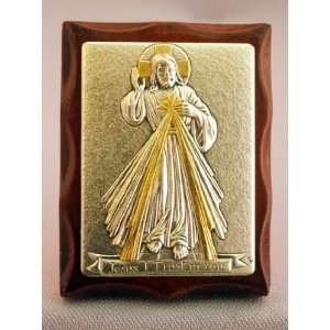  Divine Mercy Wooden Plaque   2 x 2 1/2