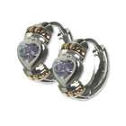   Jewels Sterling Silver Pink CZ Cable Huggie Hoop Earrings (Heart