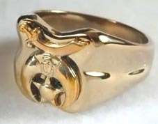 SHRINE SHRINER MASON MASONIC LOGO EMBLEM STAINLESS STEEL GOLD RING 
