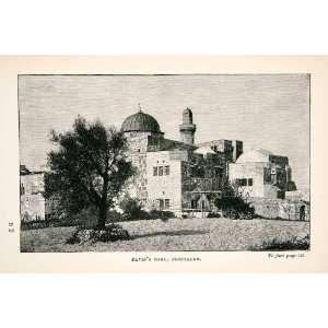 1891 Wood Engraving (Photoxylograph) David Tomb Jerusalem King Israel 