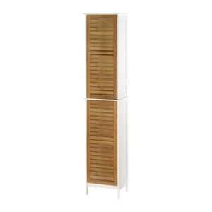 KYOTO chic Modern shabby white Wood Bamboo TALL Cabinet Kitchen closet 