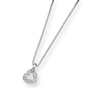  Sterling Silver CZ Heart on 16 Box Chain Necklace   16 