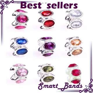 9pcs Silver Crystal beads for European bracelet bead charms X mas free 