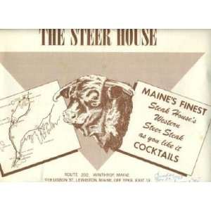  The Steer House Placemat Winthrop Lewiston Portland ME 