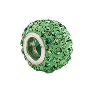  Kera Bead With Pavé Peridot Crystals/Sterling Silver 