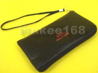 Black PU Leather Zip pouch case for Sony Ericsson Mobile