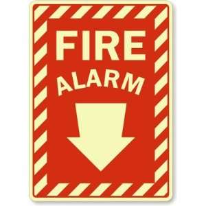  Fire Alarm (Arrow) Glow Vinyl Sign, 14 x 10 Office 