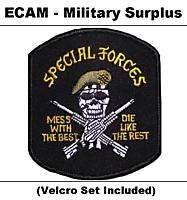 Military Patch   SPECIAL FORCES   Skull (Black)  