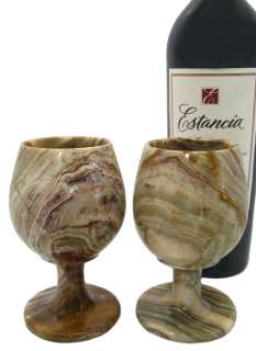 Banded Onyx Stone Wine Goblets / Drink & Stemware ET00001  