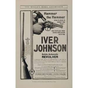 1908 Ad Iver Johnson Safety Automatic Revolver Shot Gun   Original 