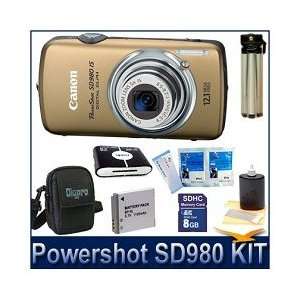  Canon Powershot SD980IS Gold 12MP Digital ELPH Camera with 5x Ultra 