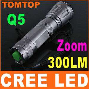 CREE Q5 LED 300LM Focus Zoomable Flashlight Torch Light  