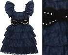 LITTLE MASS TRU LUV LUCKY 7 NAVY FRILLY LACE FORMAL DRESS IN SIZES 6 