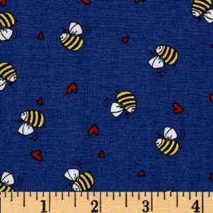  44 Wide Cute As A Bug Bumble Bees Blue Fabric By The 