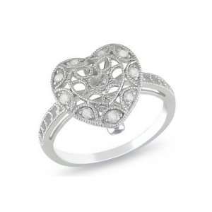    1/5 Carat Diamond & Pink Sapphire 14K White Gold Ring: Jewelry