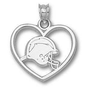 San Diego Chargers Sterling Silver Helmet Heart Pendant 