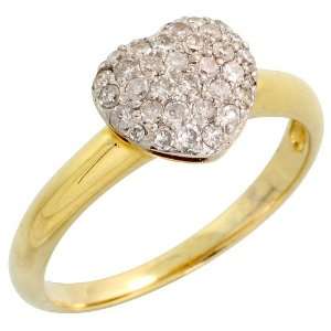 14k Gold Heart Diamond Ring, w/ 0.30 Carat Brilliant Cut Diamonds, 5 