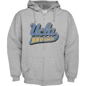  UCLA Bruins Grey Distressed Mascot Full Zip Hooded 