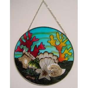  Sea Shell Coral Reef Ocean Suncatcher Stained Glass: Patio 