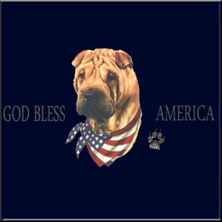 God Bless America Shar Pei US Flag Shirt S 2X,3X,4X,5X  