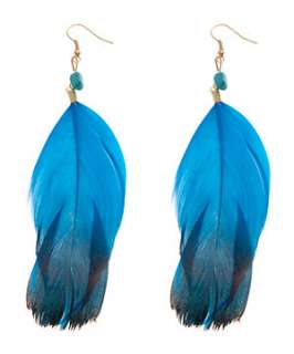 Turquoise (Blue) Blue Dip Dye Feather Earrings  247422448  New Look