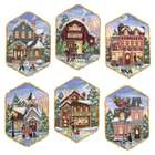   Christmas Village Ornaments Counted Cross St 5 Long Set Of Six Ivory