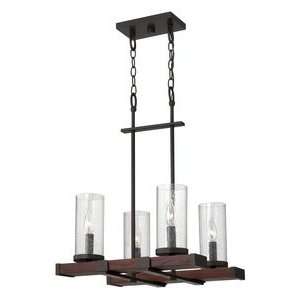  Jasper   Four Light Chandelier, Iron Finish with Clear Seedy Glass