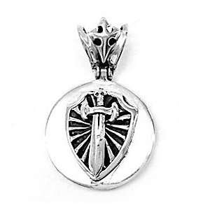   925 Sterling Silver Excalibur Icon and Sword Pendant for Men and Women