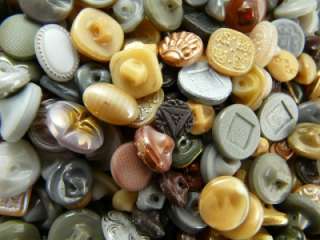 Vintage Glass Buttons   Mix   Brown/Gray   (1715 pcs)   9mm, 11mm 