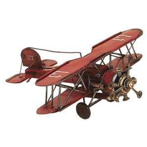  Antique Red Die Cast Bi Plane Airplane Replica Model