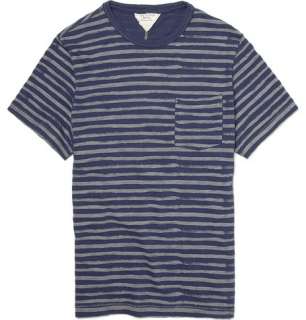 Clothing  T shirts  Crew necks  Stripe Pocket Cotton 