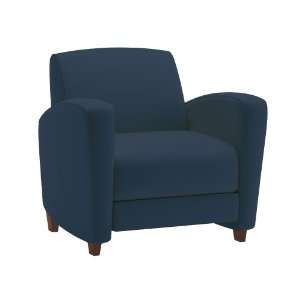   Lounge Chair with Wood Amber Cherry Legs, Navy Fabric: Home & Kitchen